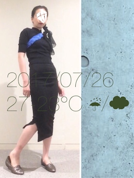 「シルバーシューズ」｜「アイテム（スリッポン）」を使った、hingeさん（レディース・163cm）の夏コーディネート
