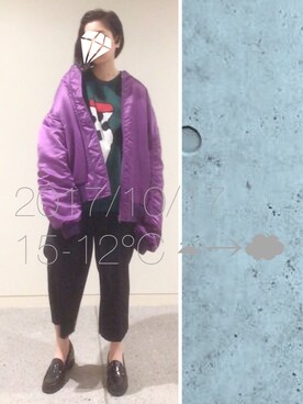 「原宿」｜「アイテム（ナイロンジャケット）」を使った、hingeさん（レディース・162cm）の秋コーディネート