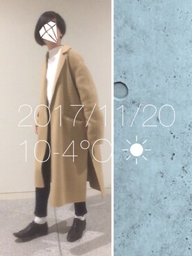 「ドルマンスリーブ」｜「アイテム（チェスターコート）」を使った、hingeさん（レディース・162cm）の秋コーディネート
