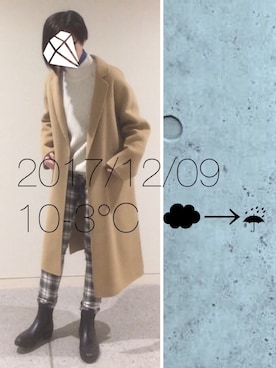 「STYLENANDA（スタイルナンダ）のアイテム（チェスターコート）」を使った、hingeさん（レディース・162cm）の冬コーディネート