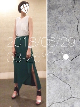 「アイテム（チューブトップ、ブルー系）」を使った、hingeさん（レディース・161cm）の夏コーディネート