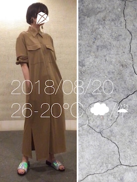 「スリット」｜「アイテム（シャツワンピース）」を使った、hingeさん（レディース・161cm）の夏コーディネート