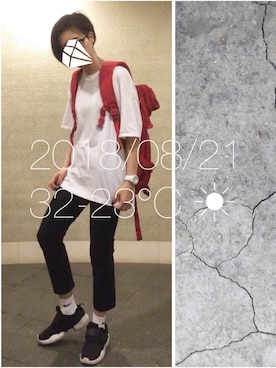 「赤リュック」｜hingeさん（レディース・161cm）の夏コーディネート