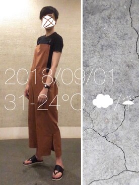 「Snow Peak（スノーピーク）のアイテム（オールインワン・サロペット）」を使った、hingeさん（レディース・161cm）の秋コーディネート