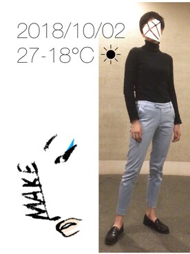 「ライトブルー」｜「アイテム（その他シューズ）」を使った、hingeさん（レディース・161cm）の秋コーディネート