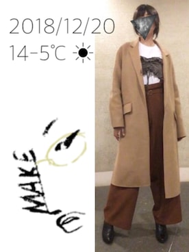 「ウィッグ」｜「アイテム（チェスターコート）」を使った、hingeさん（レディース・161cm）の冬コーディネート