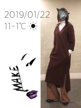 「ロング」｜「アイテム（ブーティ）」を使った、hingeさん（レディース・161cm）の冬コーディネート