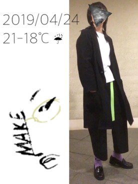 「蛍光カラー」｜「アイテム（チェスターコート）」を使った、hingeさん（レディース・161cm）の春コーディネート