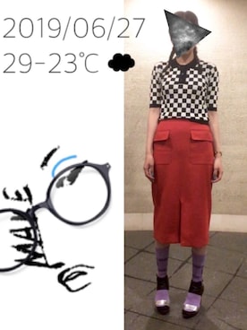 「オレンジスカート」｜hingeさん（レディース・160cm）の夏コーディネート