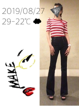 「短丈トップス」｜「アイテム（サンダル）」を使った、hingeさん（レディース・161cm）の夏コーディネート