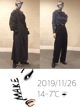 「全身黒」｜「アイテム（トレンチコート）」を使った、hingeさん（レディース・161cm）の秋コーディネート