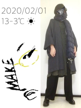 「チャイナボタンシャツ」｜hingeさん（レディース・161cm）の冬コーディネート