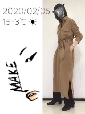 「とろみワンピース」｜hingeさん（レディース・161cm）の冬コーディネート