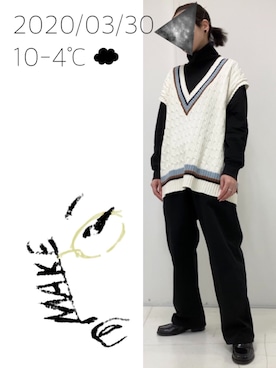 「UU（ユニクロ　アンダーカバー）のアイテム（トップス）」を使った、hingeさん（レディース・161cm）の春コーディネート