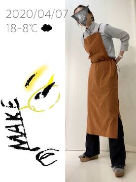 「機能性素材」｜「アイテム（オールインワン・サロペット）」を使った、hingeさん（レディース・161cm）の春コーディネート