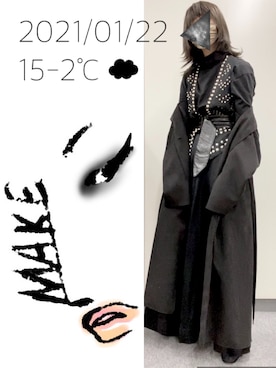 「全身黒」｜「アイテム（ジャケット/アウター）」を使った、hingeさん（レディース・161cm）の冬コーディネート