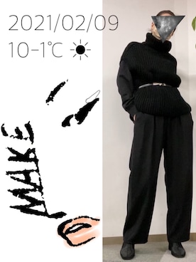 「UU（ユニクロ　アンダーカバー）のアイテム（トップス）」を使った、hingeさん（レディース・161cm）の冬コーディネート