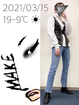 「UU（ユニクロ　アンダーカバー）のアイテム（トップス）」を使った、hingeさん（レディース・161cm）の春コーディネート