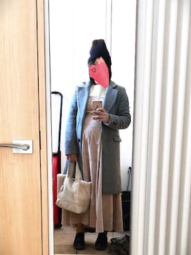 「アイテム（チェスターコート）」を使った、くろたんさん（レディース・155cm・30代）の冬コーディネート