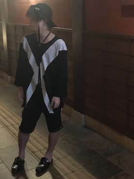 「CASPER JOHN（キャスパージョン）のアイテム（帽子）」を使った、(((ゆうちょん)))さん（メンズ・163cm）の夏コーディネート