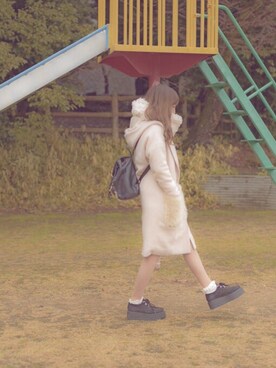 「スヌード」｜「アイテム（トレンチコート）」を使った、ちゃぴまるさん（レディース・152cm）の夏コーディネート