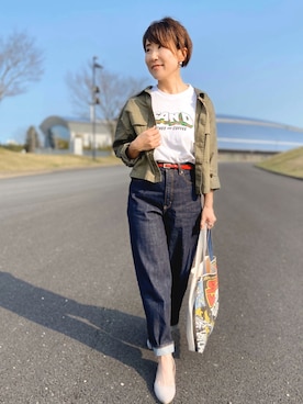 「Te chichi（テチチ）のアイテム（ミリタリージャケット）」を使った、ちゃんえみさん（レディース・161cm）の春コーディネート