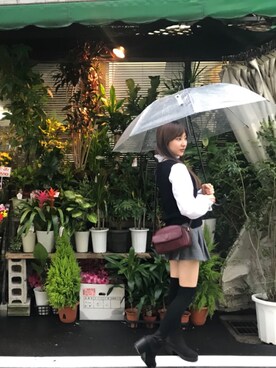 「EGOIST（エゴイスト）のアイテム（スカート）」を使った、林萌々香さん（レディース・158cm）の秋コーディネート