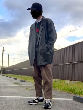 「KIJIMA TAKAYUKI」｜「アイテム（ピーコート）」を使った、やもうさん（メンズ・173cm）の冬コーディネート