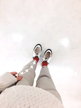 「Paraboot（パラブーツ）のアイテム（シューズ、ホワイト系）」を使った、yukippiさん（レディース・149cm）の冬コーディネート