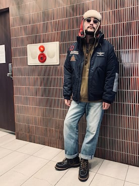 「AVIREX（アヴィレックス）のアイテム（その他トップス）」を使った、まさきよさん（メンズ・176cm）の秋コーディネート
