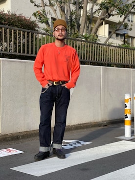 ニット セーター オレンジ系 を使ったメンズ人気ファッションコーディネート Wear