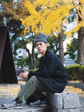 「GAP（ギャップ）のアイテム（MA-1）」を使った、Jayさん（メンズ・180cm）の冬コーディネート