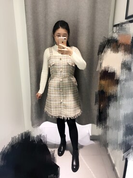 「New look（ニュールック）のアイテム（ジャンパースカート）」を使った、stellavvさん（レディース・158cm）の冬コーディネート
