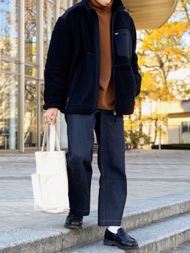 「UNIQLO（ユニクロ）のタートルネックT（長袖）（Tシャツ/カットソー）」を使った、takakiさん（メンズ・165cm）の秋コーディネート