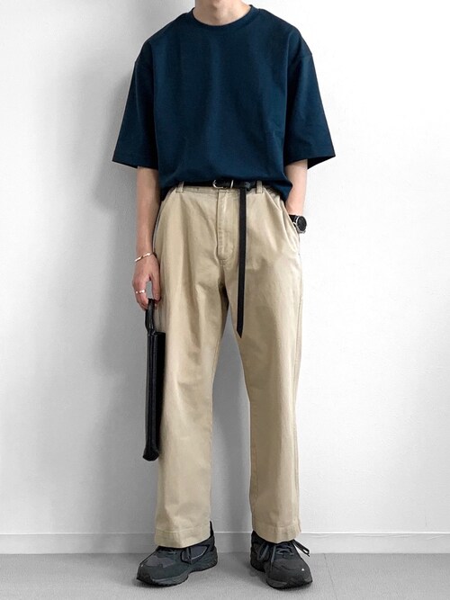 高木さんの「エアリズムコットンオーバーサイズTシャツ（5分袖）（ユニクロ）」を使ったコーディネート