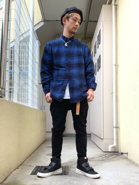 「HARE（ハレ）のアイテム（ハンチング/ベレー帽）」を使った、もっしーさん（メンズ・170cm）の秋コーディネート