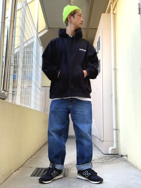 「RAGEBLUE（レイジブルー）のアイテム（ニットキャップ/ビーニー）」を使った、もっしーさん（メンズ・170cm）の秋コーディネート