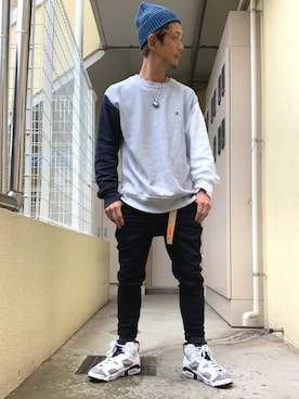 「RAGEBLUE（レイジブルー）のアイテム（ニットキャップ/ビーニー）」を使った、もっしーさん（メンズ・170cm）の秋コーディネート