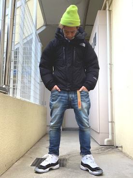 「RAGEBLUE（レイジブルー）のアイテム（ニットキャップ/ビーニー）」を使った、もっしーさん（メンズ・170cm）の冬コーディネート