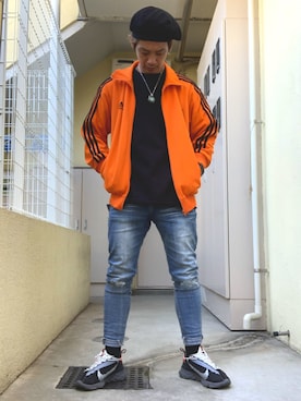 「RAGEBLUE（レイジブルー）のアイテム（ハンチング/ベレー帽）」を使った、もっしーさん（メンズ・170cm）の冬コーディネート