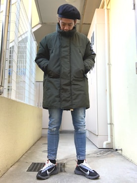 「HARE（ハレ）のアイテム（ハンチング/ベレー帽）」を使った、もっしーさん（メンズ・170cm）の冬コーディネート