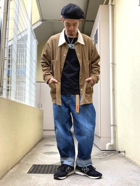 「HARE（ハレ）のアイテム（ハンチング/ベレー帽）」を使った、もっしーさん（メンズ・170cm）の冬コーディネート