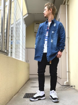 「チャイハネ（チャイハネ）のアイテム（ピアス（片耳用））」を使った、もっしーさん（メンズ・170cm）の冬コーディネート