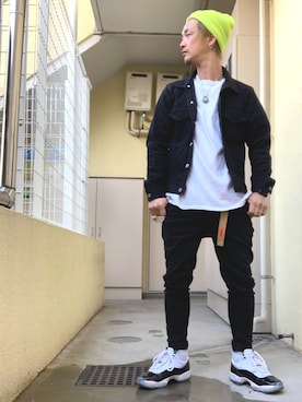 「RAGEBLUE（レイジブルー）のアイテム（ニットキャップ/ビーニー）」を使った、もっしーさん（メンズ・170cm）の冬コーディネート