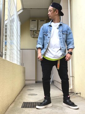 「チャイハネ（チャイハネ）のアイテム（ピアス（両耳用））」を使った、もっしーさん（メンズ・170cm）の春コーディネート