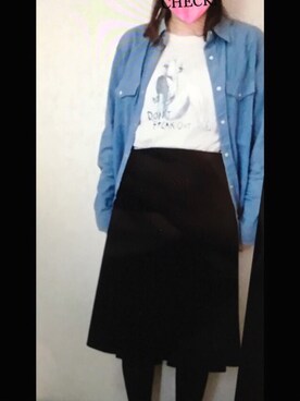 「Rodeo Crowns（ロデオクラウンズ）のアイテム（デニムジャケット）」を使った、ゆんさん（レディース・159cm）の春コーディネート