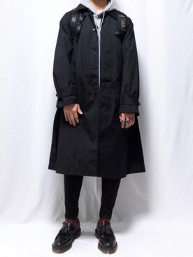 「ストリート服が好き」｜「アイテム（ステンカラーコート）」を使った、YOPPYさん（メンズ・162cm）の秋コーディネート