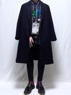 「シャリーフ(SHAREEF)」｜「アイテム（チェスターコート）」を使った、YOPPYさん（メンズ・162cm）の冬コーディネート