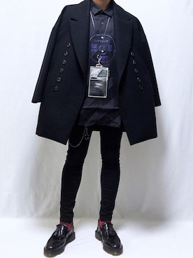 「SHAREEF（シャリーフ）のアイテム（チェスターコート）」を使った、YOPPYさん（メンズ・162cm）の冬コーディネート