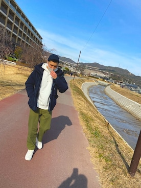 「アイテム（ニットキャップ/ビーニー）」を使った、Kiichi Katayamaさん（メンズ・170cm・20代）の冬コーディネート
